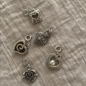 Silver Heart Charms Set